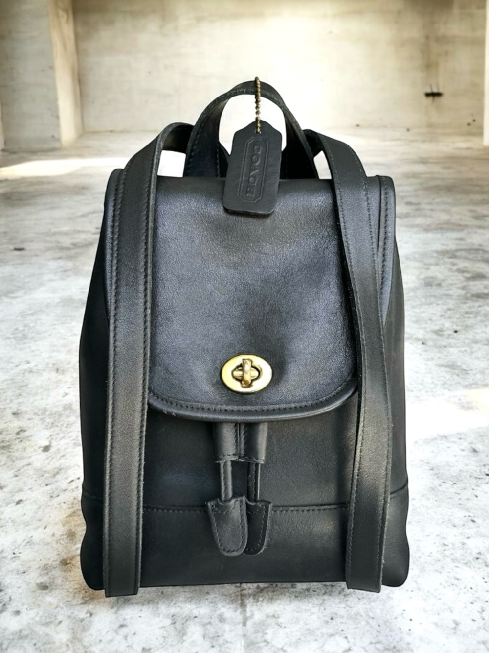 Coach Vintage Black Leather Mini Backpack
